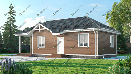 Одноэтажный дом «Станица» 70 м2 с террасой