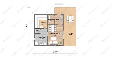 Баня «Барбарис» 43 м2 с террасой