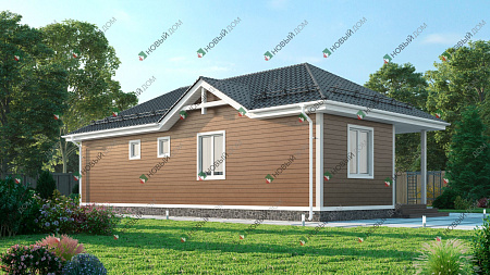 Одноэтажный дом «Станица» 70 м2 с террасой