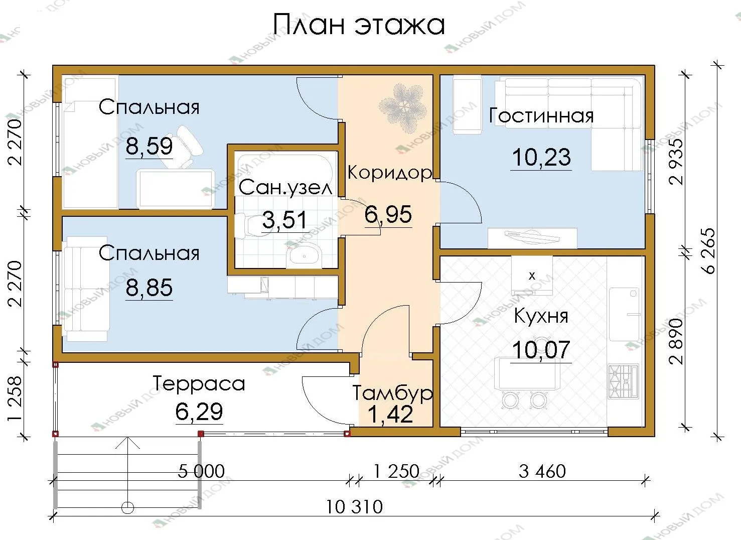 Проект «Лавра» 50 кв.м из СИП-панелей, узнать цену и характеристики | Новый  дом